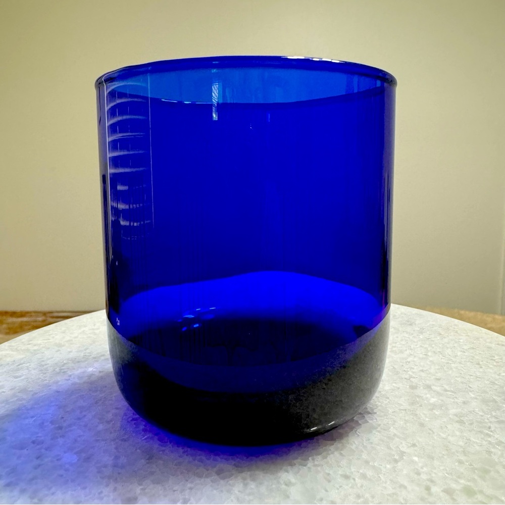 Vintage Retro Libbey Cobalt Blue Lowball Juice Cocktail Short Glass Cup, 1 pc